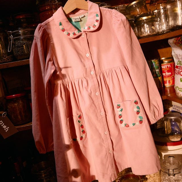 Wild Strawberry Corduroy Collar Kids Dress