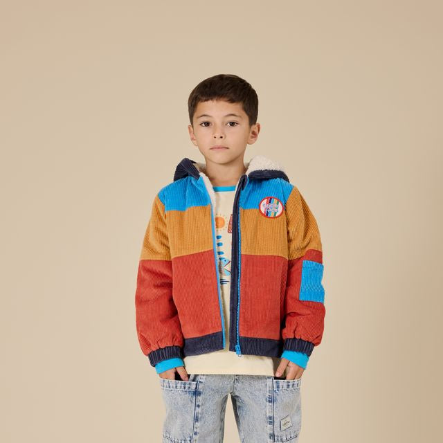 Retro Corduroy Colourblock Kids Jacket