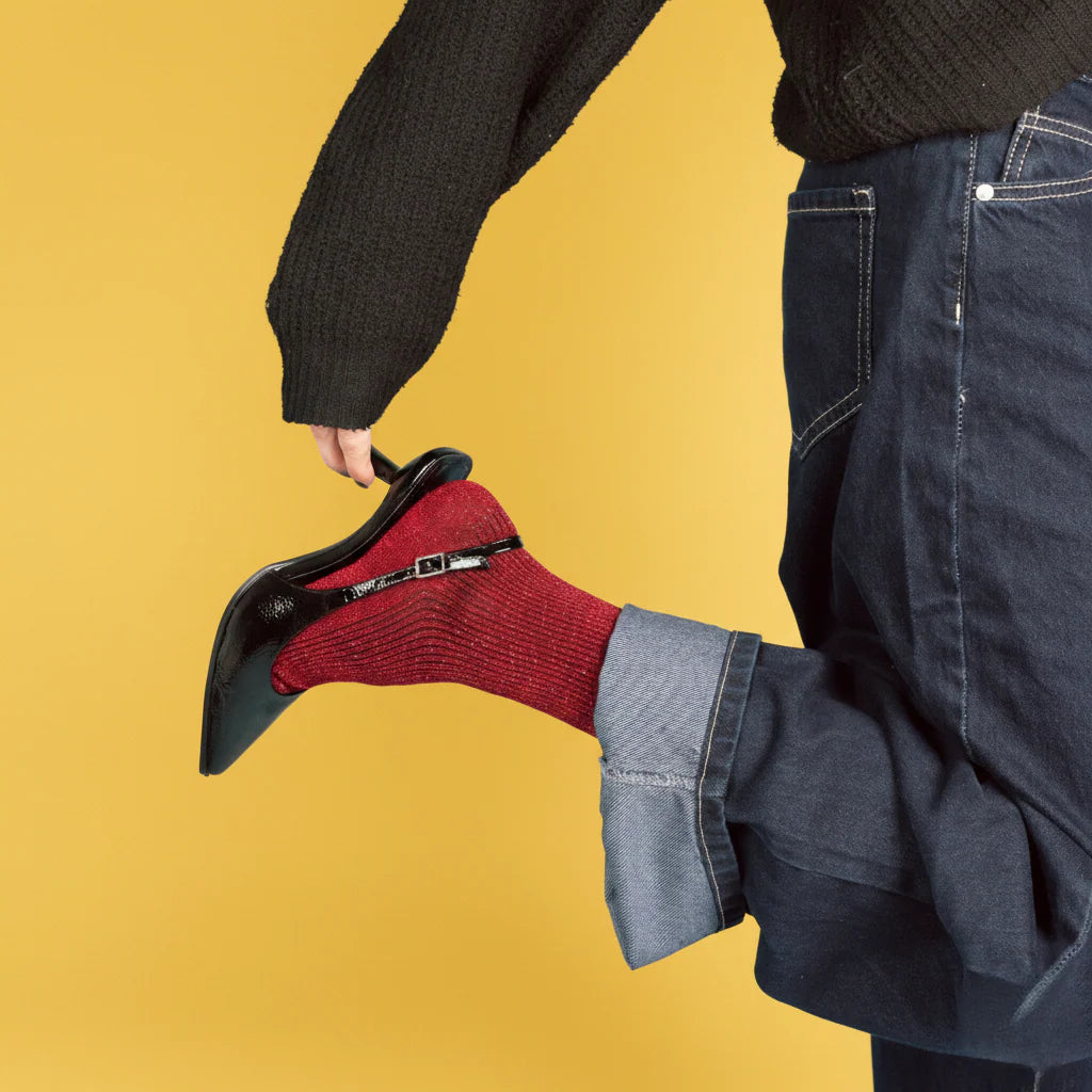 Cherry Glitter Lurex Socks