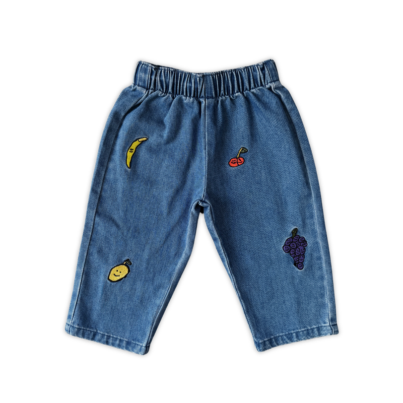 Organic Fruit Salad Denim Baby Pants