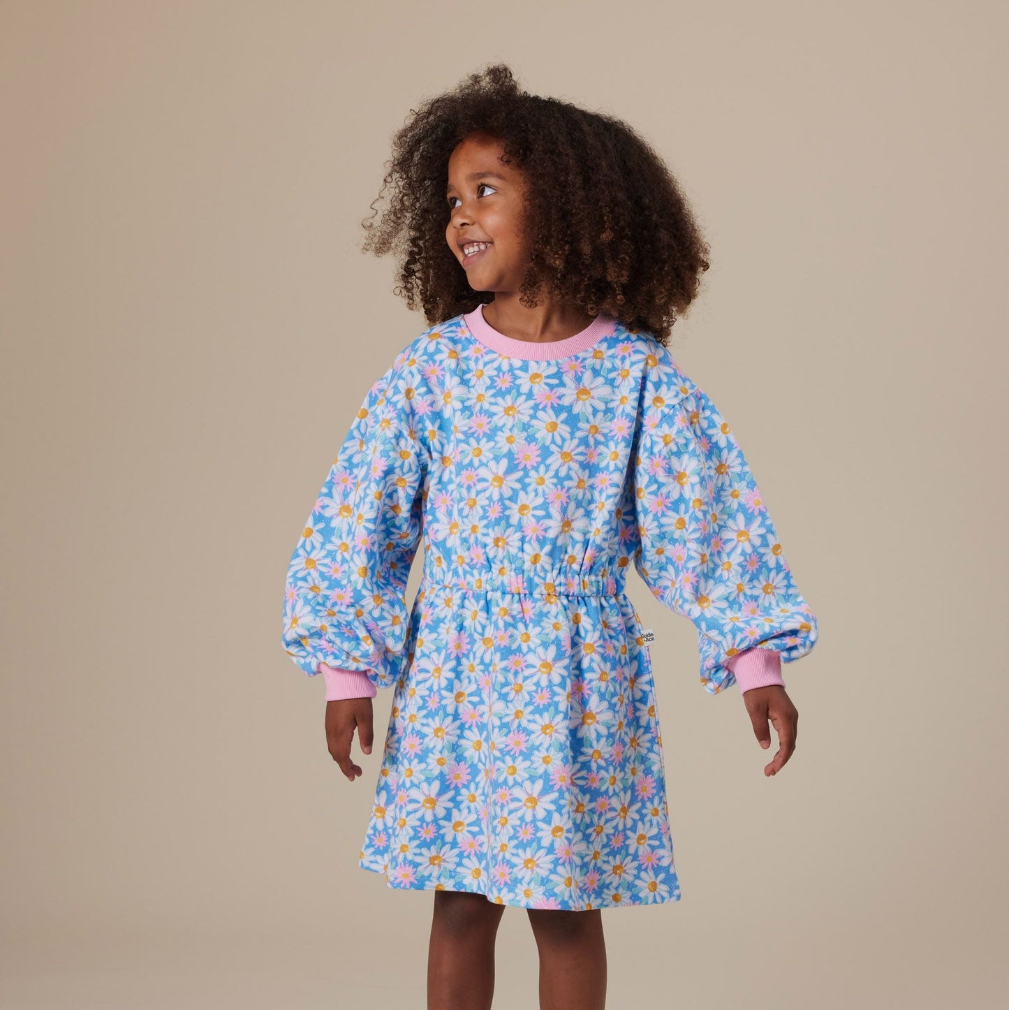 Leah Seaside Daisy Long Sleeve Kids Dress