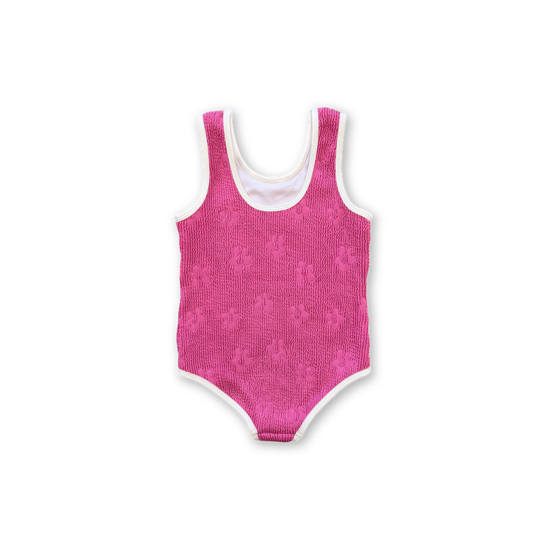 Berry Ribbed Posy Kids Swim Suit