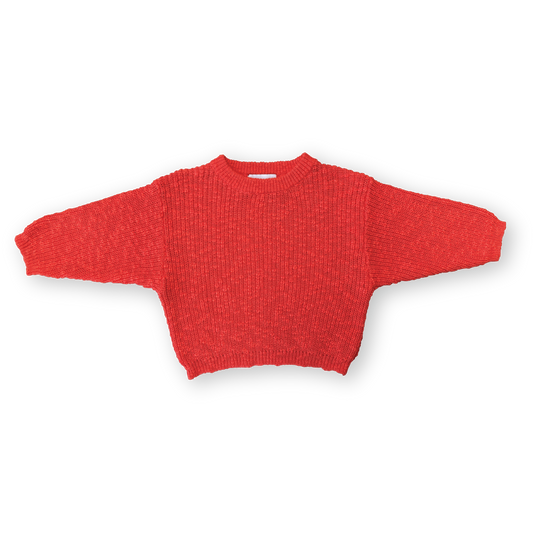 Tomato Chunky Rib Organic Kids Pull Over