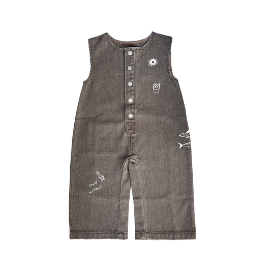 Fishy Business Denim Baby Jumpsuit