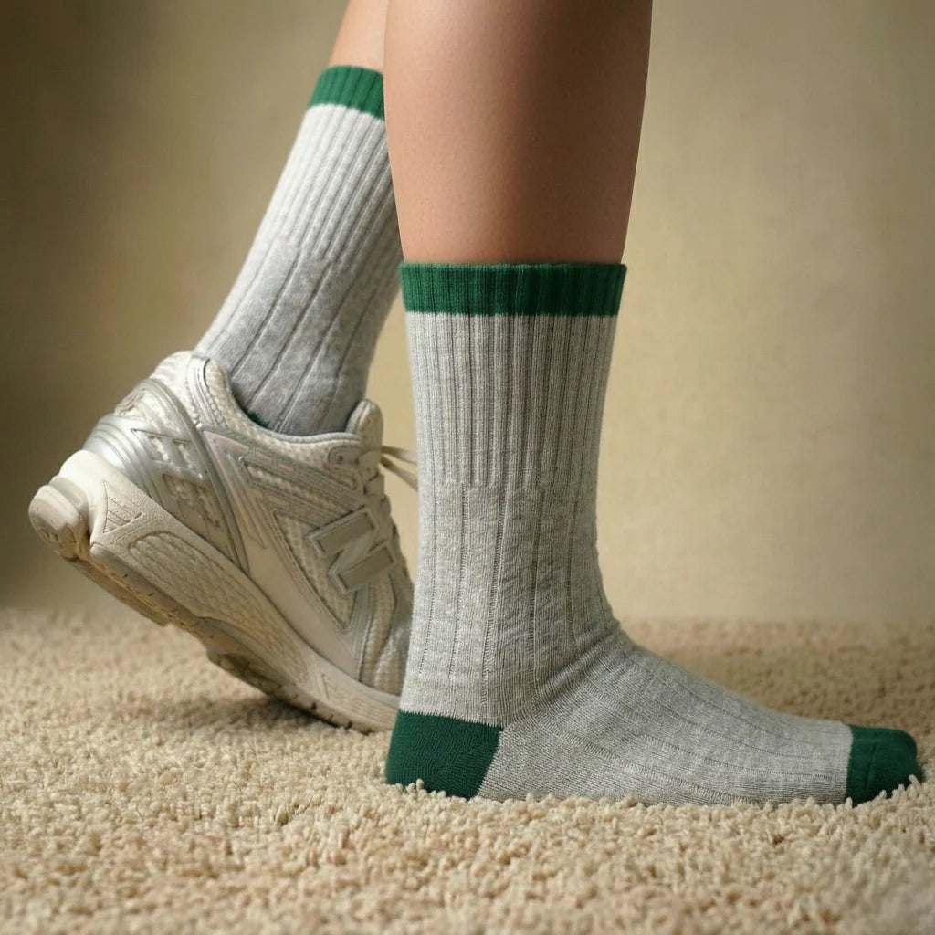 Sand & Green Bands Merino Wool Socks