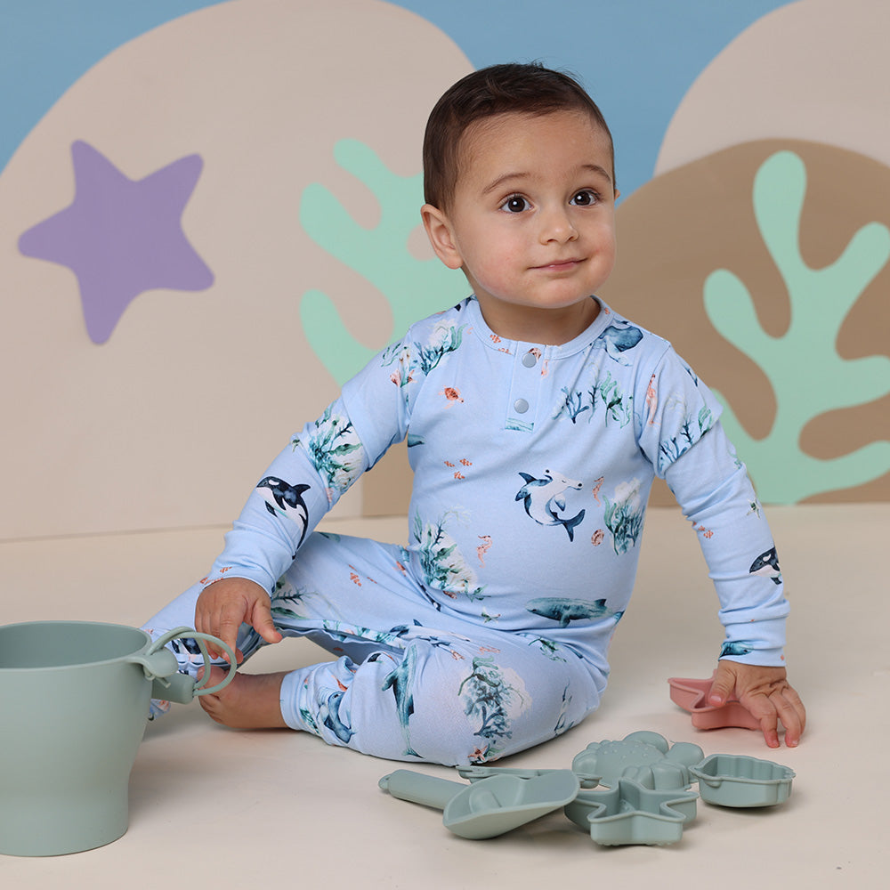 Blue Ocean Organic Cotton Growsuit