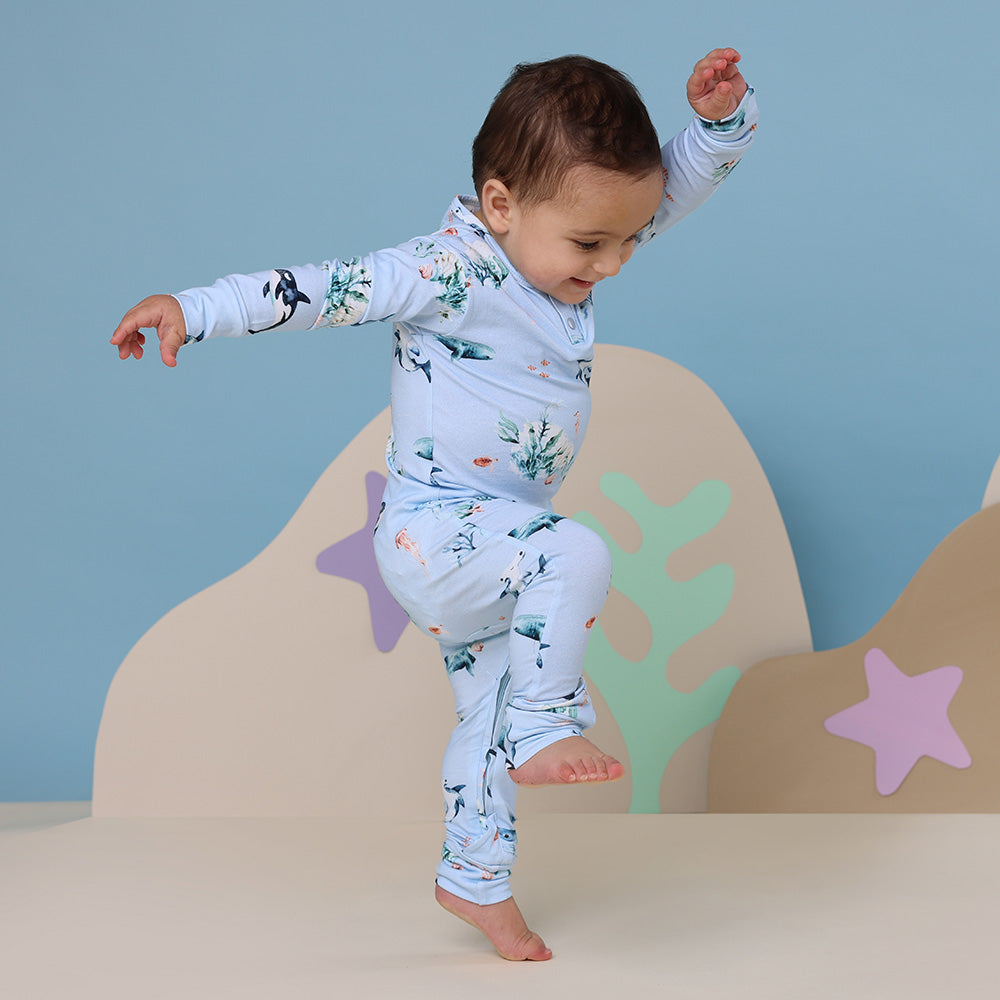 Blue Ocean Organic Cotton Growsuit