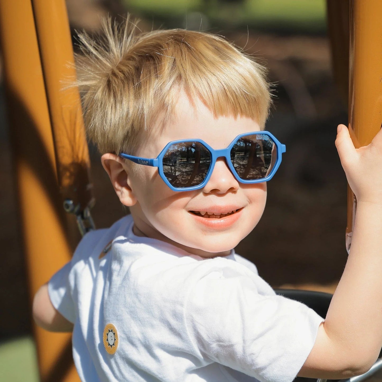Cornflower Blue Mirror Hexagon Baby & Kids Sunglasses