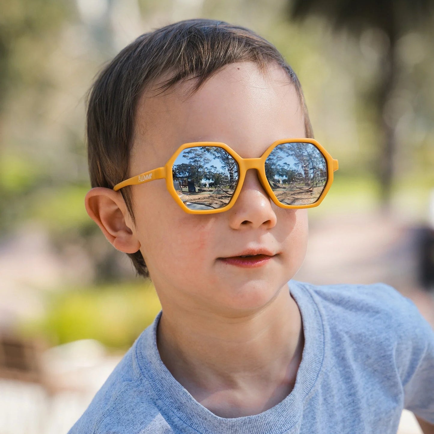 Mustard Mirror Hexagon Baby & Kids Sunglasses