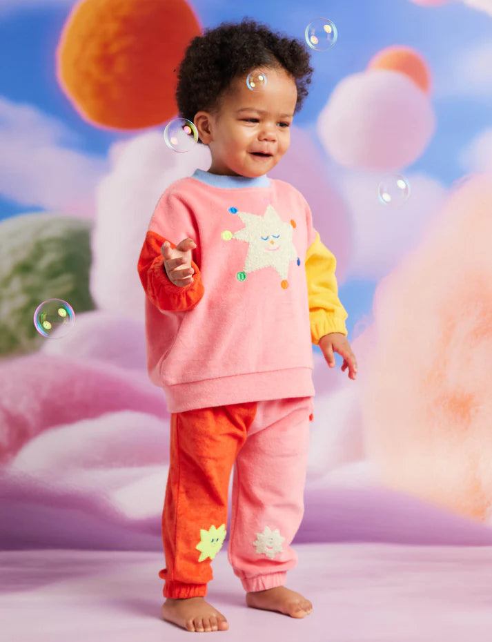 Stars Pink Terry Baby Sweater