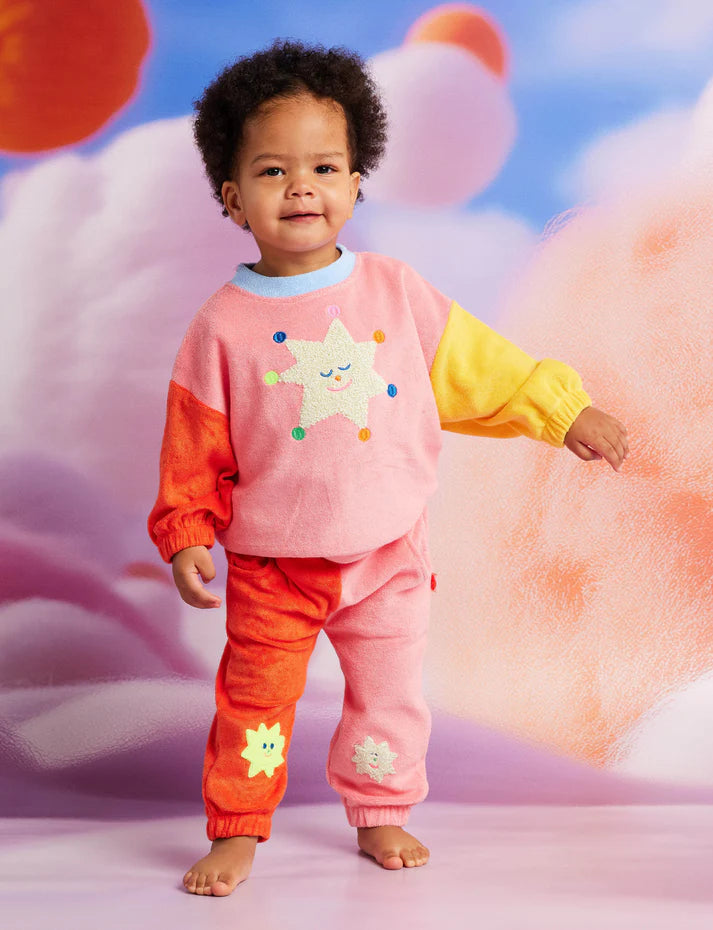 Stars Pink Terry Baby Pants