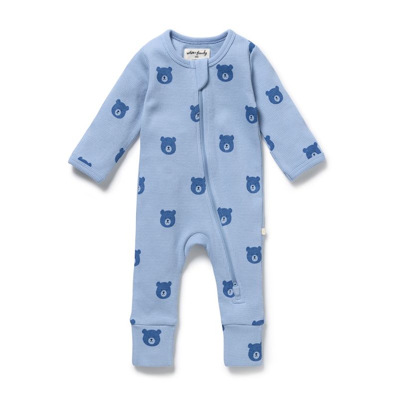 Bear Hugs Organic Waffle Zipsuit