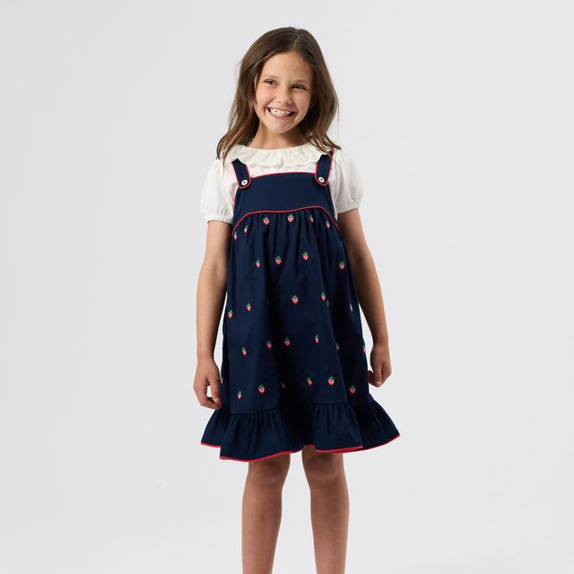 Mini Strawberry Embroidered Kids Dress