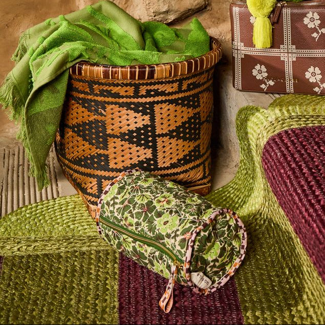 Cactus Green Magnolia Makeup Bag