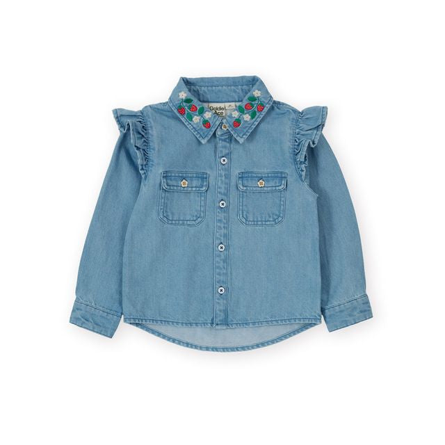 Wild Strawberry Chambray Kids Shirt