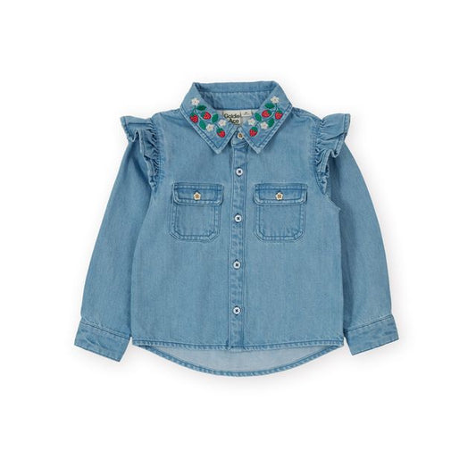 Wild Strawberry Chambray Kids Shirt