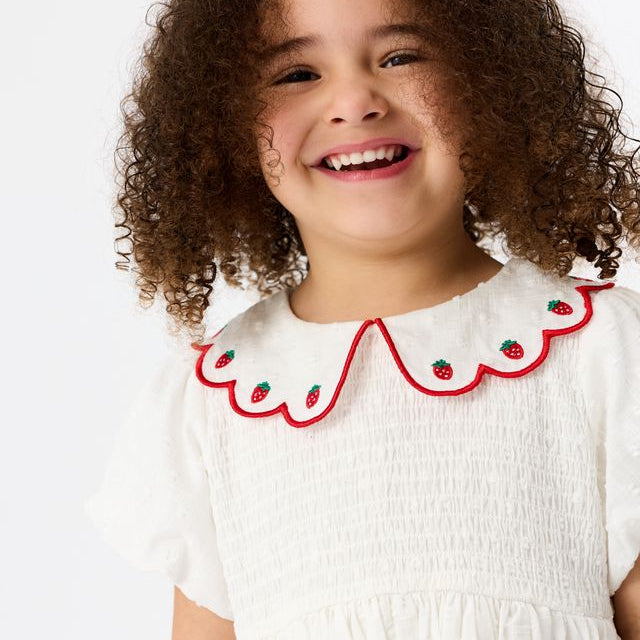 Sweet Strawberry Flo Smocked Kids Dress
