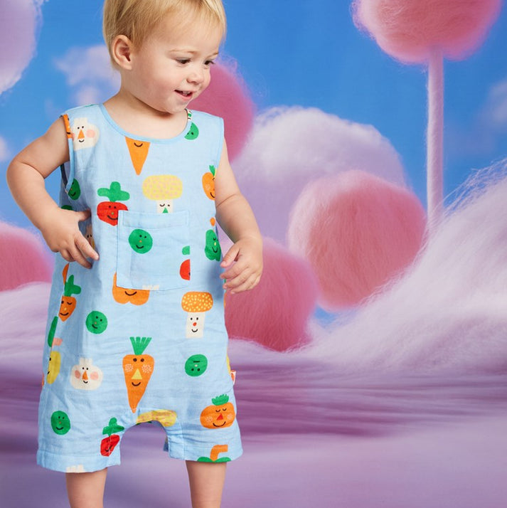 Teeny Tiny Veg Woven Baby Overall