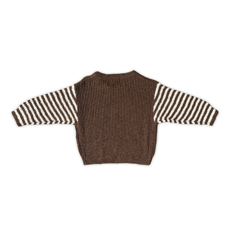 Organic Stripe Sleeve Espresso Knit Baby Pull Over