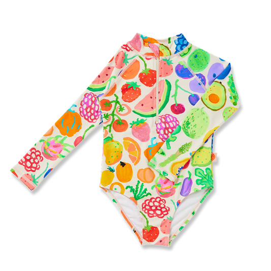 Eat The Rainbow Long Sleeve Zip Kids Bather