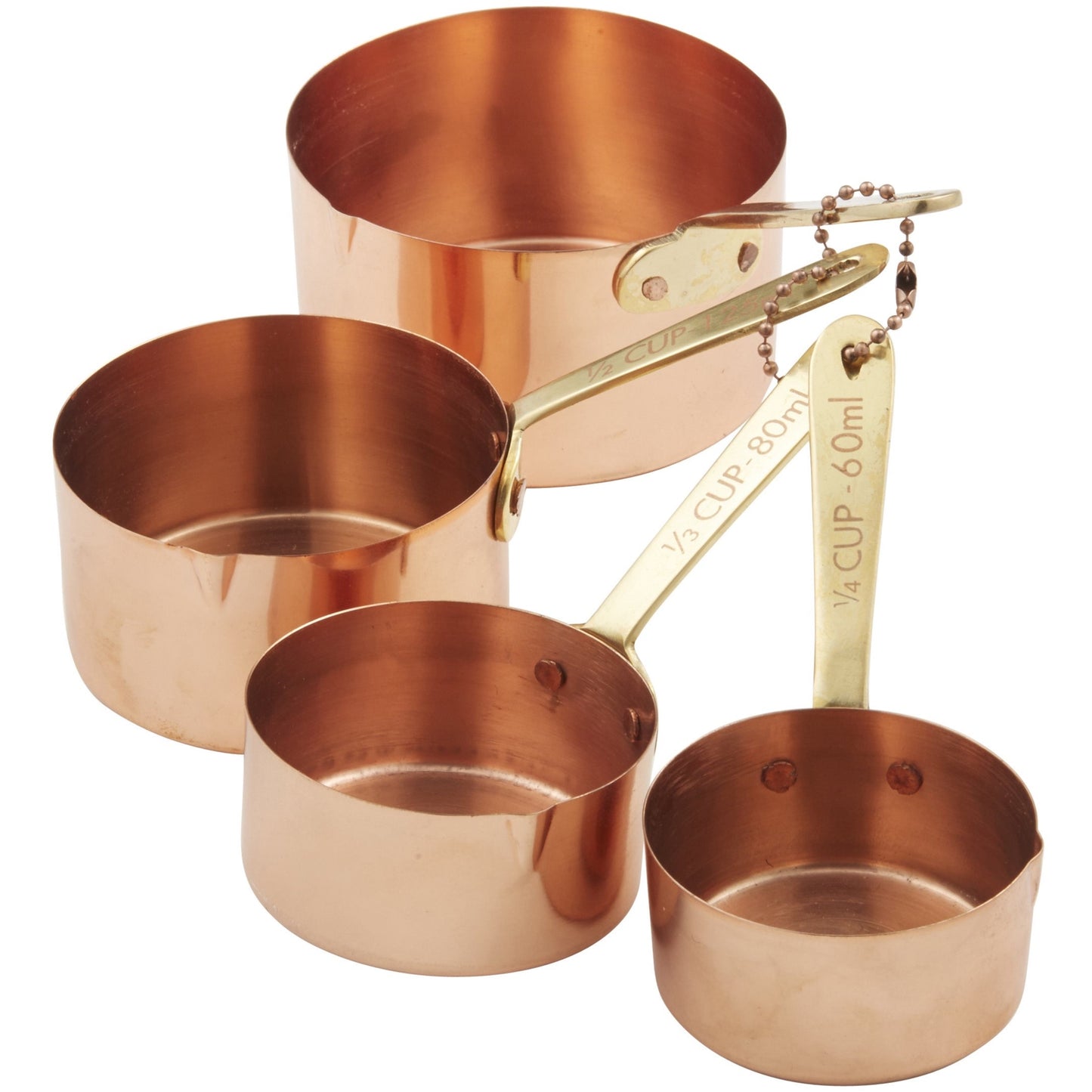 Copper Measuring Cups with Brass Handles