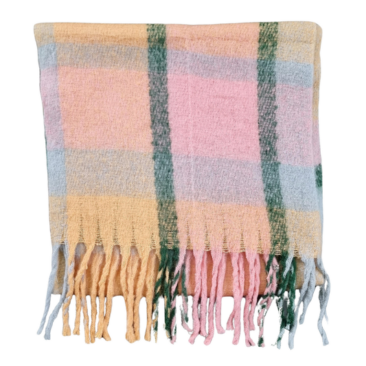 Pink Check Winter Scarf