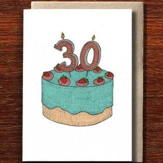 Thirtieth Birthday Cake Greeting Card