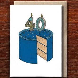 Fortieth Birthday Cake Greeting Card