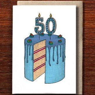 Fiftieth Birthday Cake Greeting Card