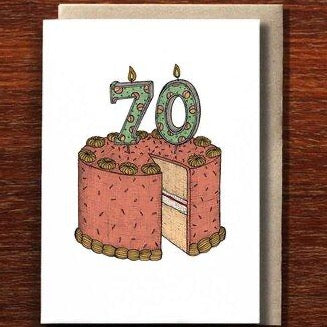 Seventieth Birthday Cake Greeting Card