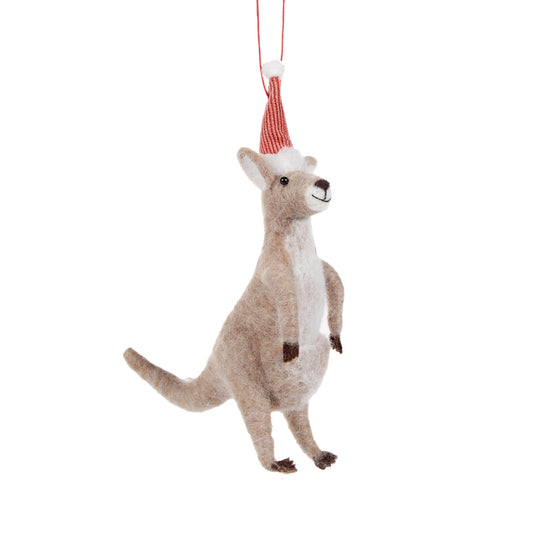 Wool Kangaroo With Santa Hat