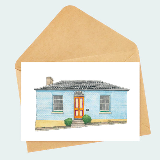 Blue Cottage Battery Point Greeting Card