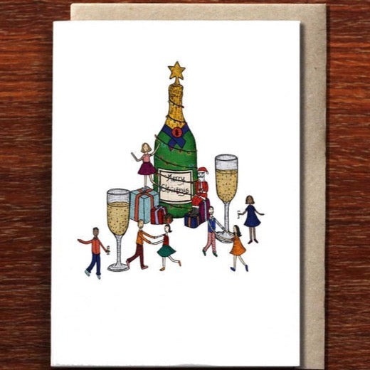 Champagne Christmas Party Greeting Card