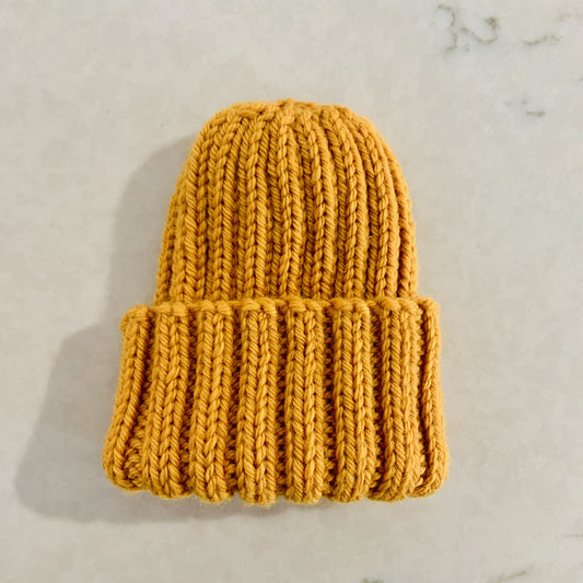 Wool Baby Beanie - Mustard