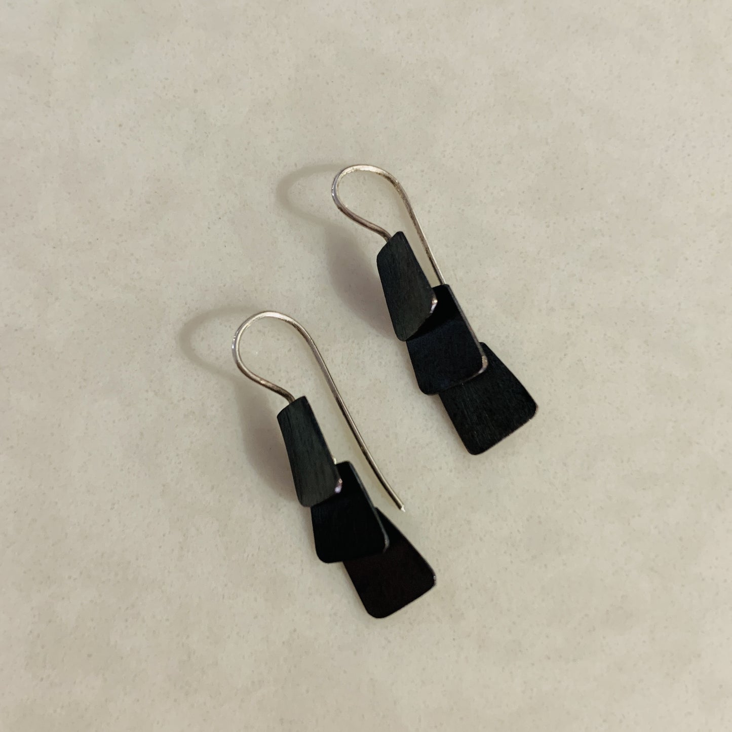 Three Tier Oxidised Earrings