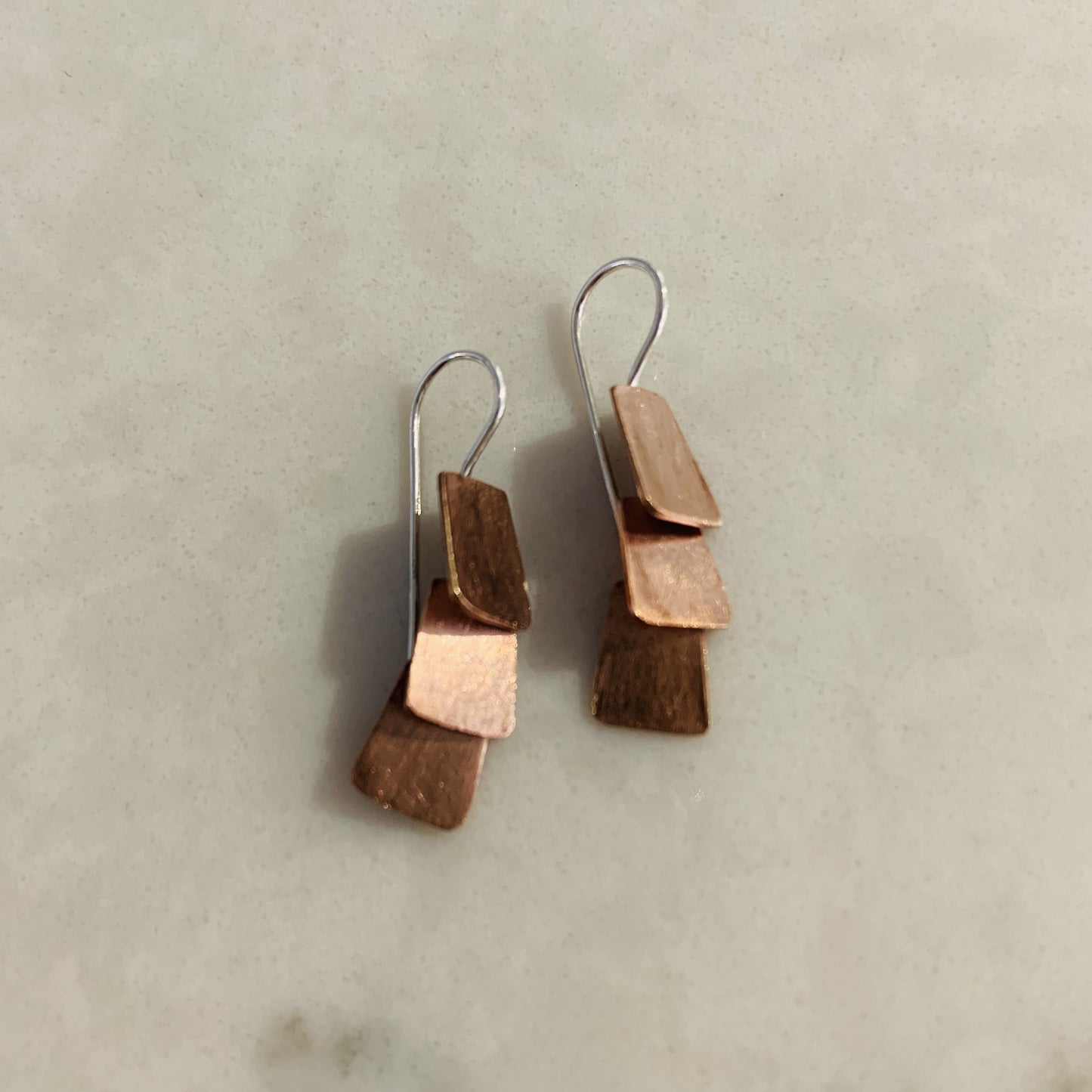 Three Tier Copper Earrings