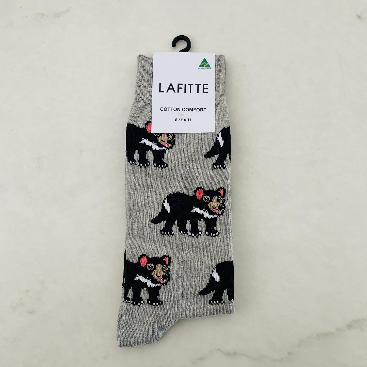 Tasmanian Devil Grey Socks