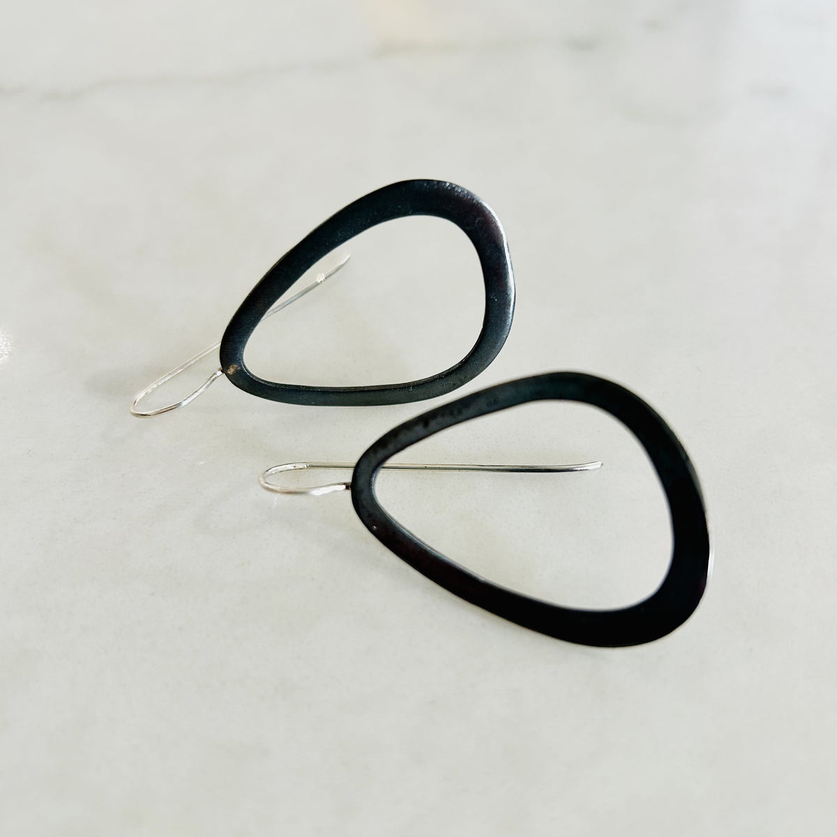 Single Loop Earrings Oxidised Copper