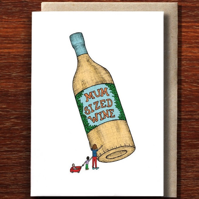 Mum Sized Wine Greeting Card