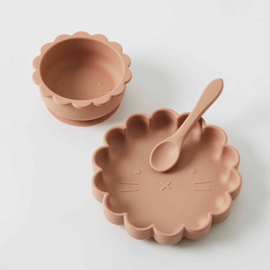 Silicone 3 Piece Dining Set Terracotta