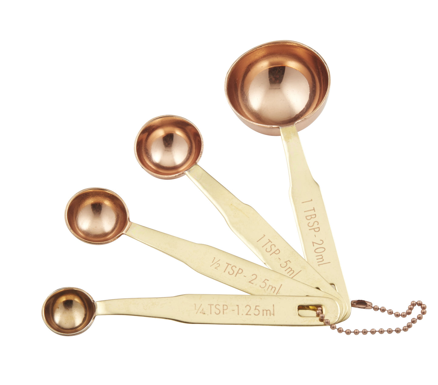 Copper Measuring Spoons with Brass Handles