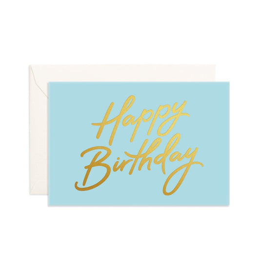 Happy Birthday Aqua Mini Greeting Card