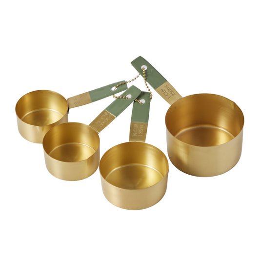 Brass & Green Enamel Measuring Cups