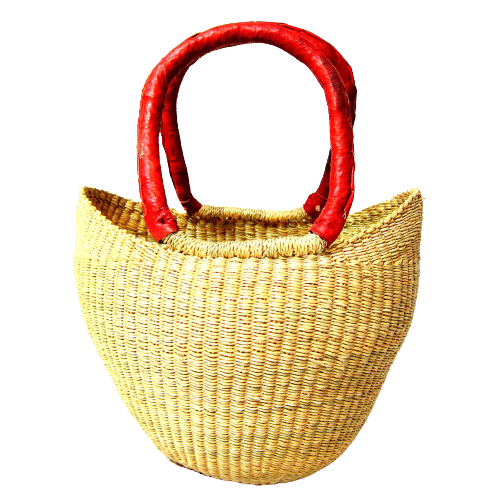 Mini Market Basket Tan Leather