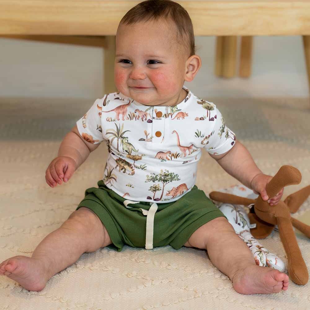 Olive Organic Cotton Baby Shorts
