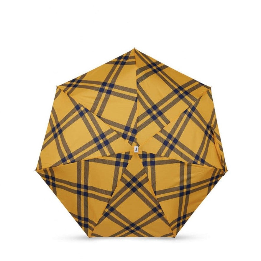 Yellow & Navy Tweed Micro-Umbrella