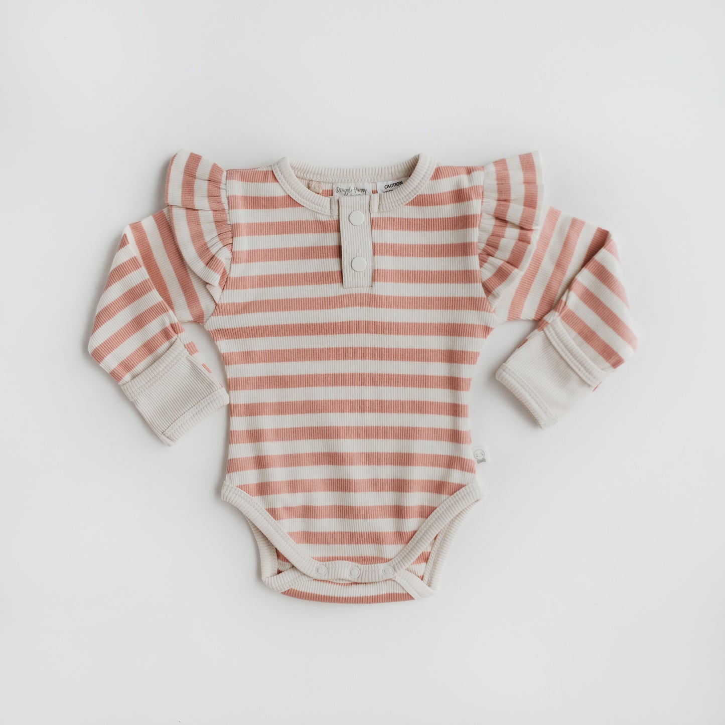 Rose Stripe Long Sleeve Organic Cotton Bodysuit