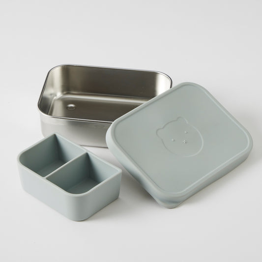 Bento Box With Silicone Lid Steele