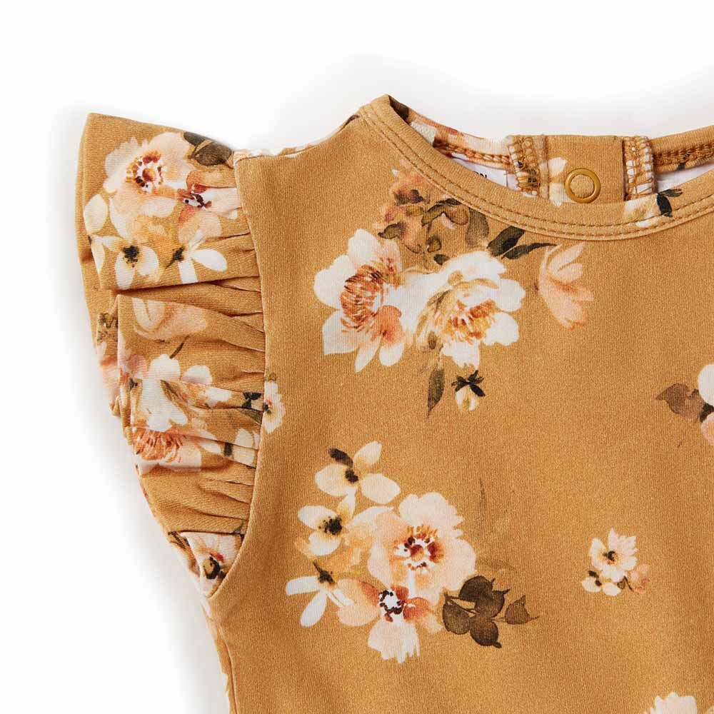 Golden Flower Short Sleeve Organic Cotton Bodysuit