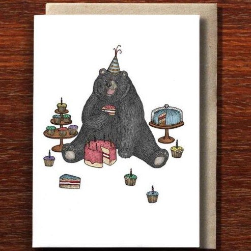 The Bear Who Loves Cake Greeting Card
